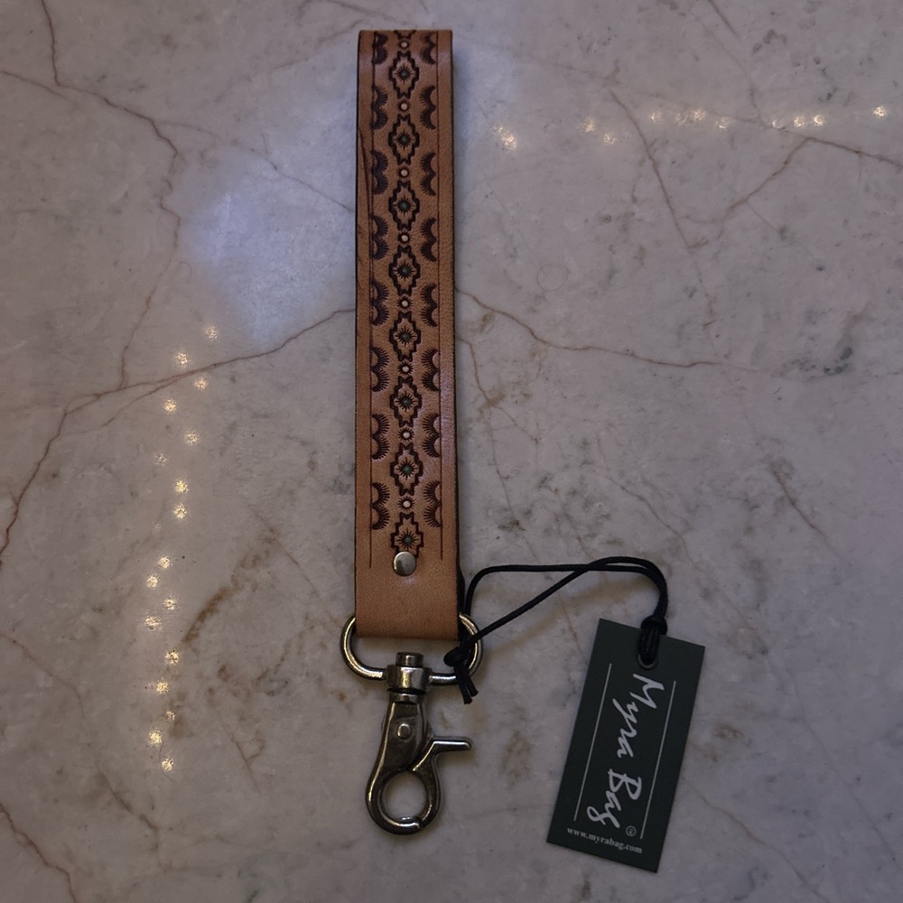 Myra Bag Tan and Brown Keychain